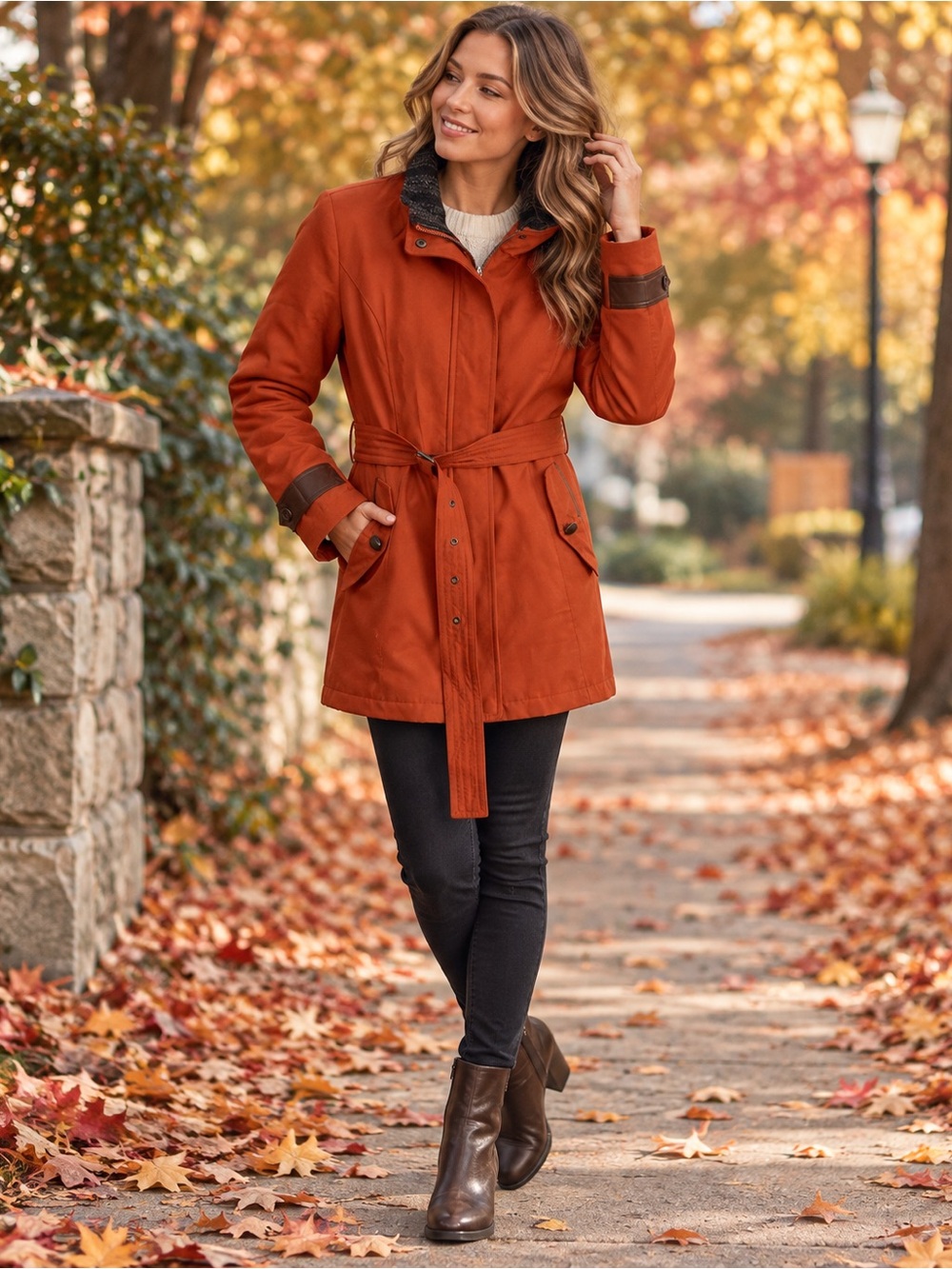 Sam Edelman Orange Belted Jacket Coat Women’s Size Medium Fall Outerwear
